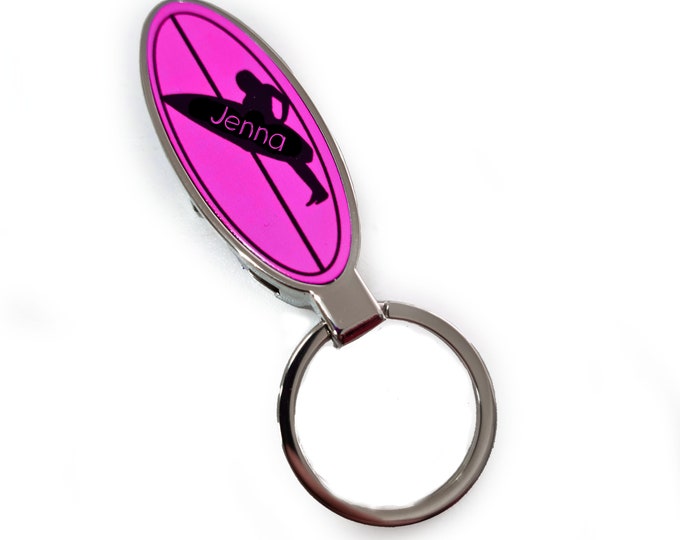 Personalised Surfboard Key Ring - Surf Gifts - Surfer Gift - Surfer Girl Surfboard keychain -  bottle Opener Easter Gift  Fun Gift