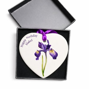 Memorial Gift - Personalised birthday memorial for grave - bereavement gifts - Remembrance Ornament - memorial Mum Nan February Birth flower