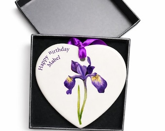 Memorial Gift - Personalised birthday memorial for grave - bereavement gifts - Remembrance Ornament - memorial Mum Nan February Birth flower