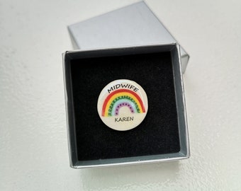 Midwife Gift - Rainbow Pin Badge - Thank You Midwife - Doula Gift - Midwifery gifts - Midwife Badge - Midwife Pin