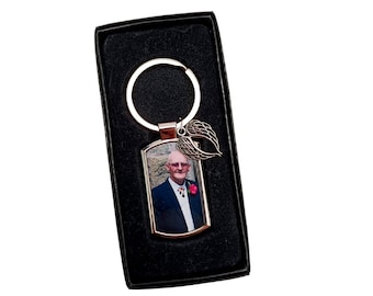 Memorial Gift Keyring -  Memorial Gift Dad Husband - In Loving Memory Key Ring - Memorial Keyring - Keepsake Keychain - Bereavement Photo