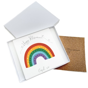 Retirement Gifts - Ceramic Coaster - Teacher Retirement Gift - Personalised Retirement Gift for Nurse, Colleague Leaving Gift for Retirement