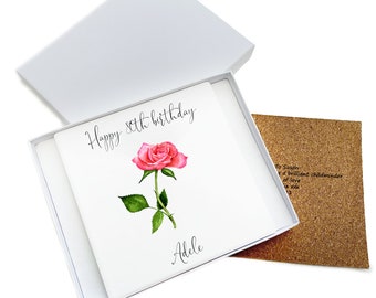 June Birthday Gift for Her - Rose Flower Coaster, Birth flower Gifts personalised birthday Gifts for her, Birthday Card for her, birthflower