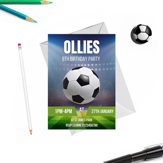 Football Birthday Party Invitations, Personalised Football Invite Football Invitation Soccer Birthday Invites Kids Football Party Invitation