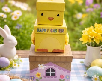 Personalised Easter Box - Easter Stacking Boxes - Lamb - Chick - Easter Gift Boxes - Easter Surprise Boxes Easter Gifts for Kids,