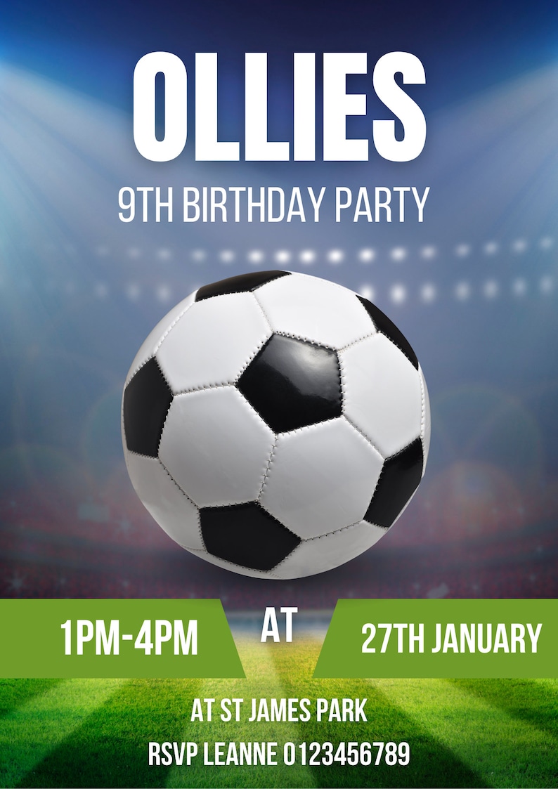 Football Invitation Printed -Soccar