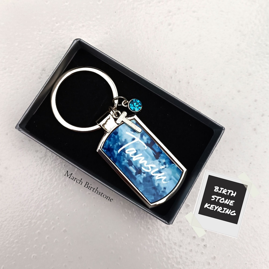 Birthstone Keyring Birth Stone Keychain March Birthday Gifts Friendship Key Ring Personalised Birthday Gift for Her March Baby 2023 Etsy