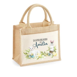 Easter bags - Easter Gifts - Personalised Easter Gift Bag - Easter Mug - Easter Bag - Jute Bag Easter Basket - Easter Bunny Easter Treat Bag