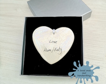 Actual Handwriting Gift - Remembrance Gift - Memorial Gift -  Funeral Gifts - In memory Gifts - Remembrance Heart - Memorial tree Decoration