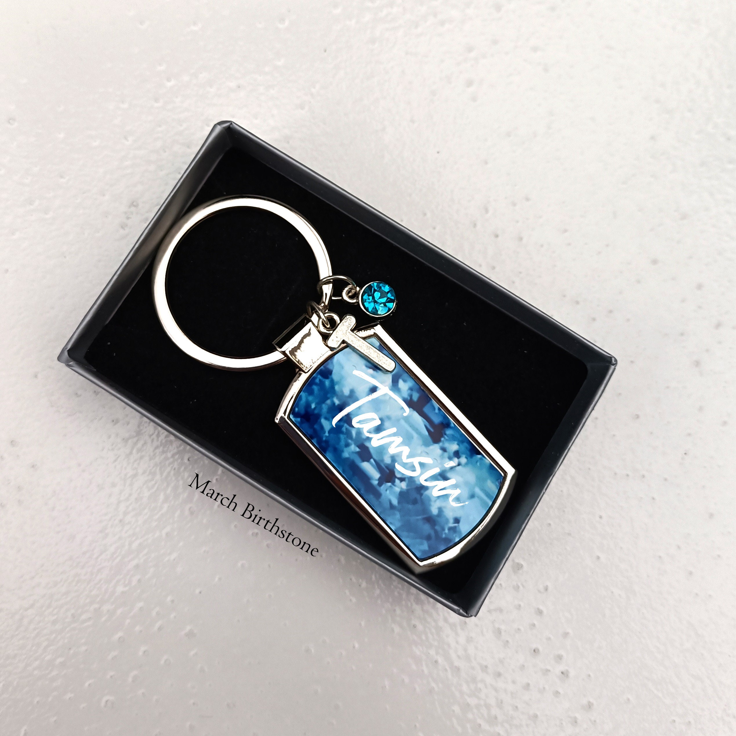 Birthstone Keyring - Birth Stone Keychain - March birthday gifts - Friendship Key  ring - Personalised Birthday Gift For Her March Baby 2023