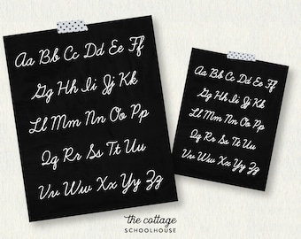 Cursive Alphabet Chalkboard Poster | Instant Download Printable | Vintage Black