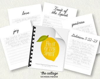 Fruit of the Spirit Writing Practice Sheets | Instant Download Printable | Scripture Penmanship Copywork