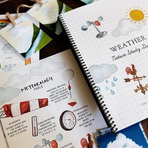 Guía del Tiempo / Guía de 12 lecciones para primaria / Explorando herramientas meteorológicas, condiciones climáticas y meteorología / Descarga instantánea imprimible