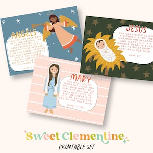 Télécharger + Imprimer | Cartes et personnages imprimables de l’histoire de la Nativité | Activité de Noël pour enfants