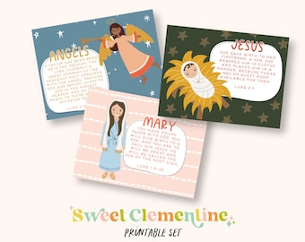 Download + Print | Nativity Story Printable Scripture Cards and Characters | Kids Christmas Activity