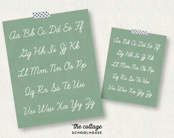 Cursive Alphabet Chalkboard Poster | Instant Download Printable | Vintage Green