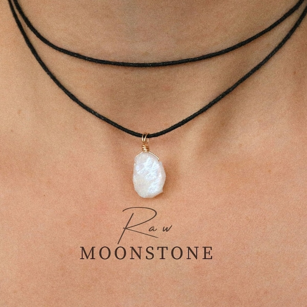 Raw Moonstone Choker, Moonstone Necklace, Raw moonstone necklace, June Birthstone, Crystal Necklace, Moonstone Gift, Tight Necklace,Gemstone