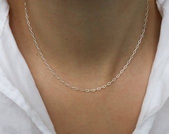 Silber Funkelnde Halskette für Frauen, Zarte Silber Halskette, Silberkette Choker Minimalistisch, Brautschmuck Hochzeit Silberschmuck