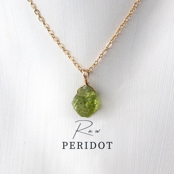 Roher Peridot Kette, Peridot Anhänger, Geburtsstein kette, Edelstein Kette, Geburtsstein August, Geschenk Mama, Jahrestag Geschenk