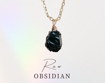 Schwarzer Obsidian Kette en oro y plata, <Natürlicher Stein Obsidian> natürlicher Schmuck, Edelsteinkette, Kristallkette, Yoga Geschenk