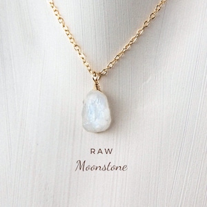 RAW Moonstone Hand-wrapped natural moonstone pendant with gold or silver chain: Unique natural jewelry, handmade in Germany image 9