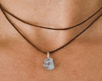 Raw Aquamarine Choker, Raw Aquamarine necklace, Healing Crystal, March Birthstone, crystal necklace, layered choker necklace, best friend