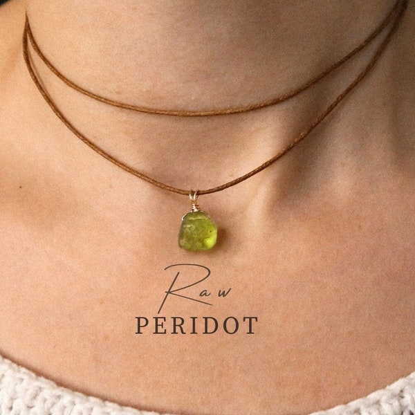 ROHER Peridot Choker, Peridot Kette, handgemachter Naturschmuck, Geburtsstein August, Kristall Kette, Edelstein Choker, Heilstein Schmuck