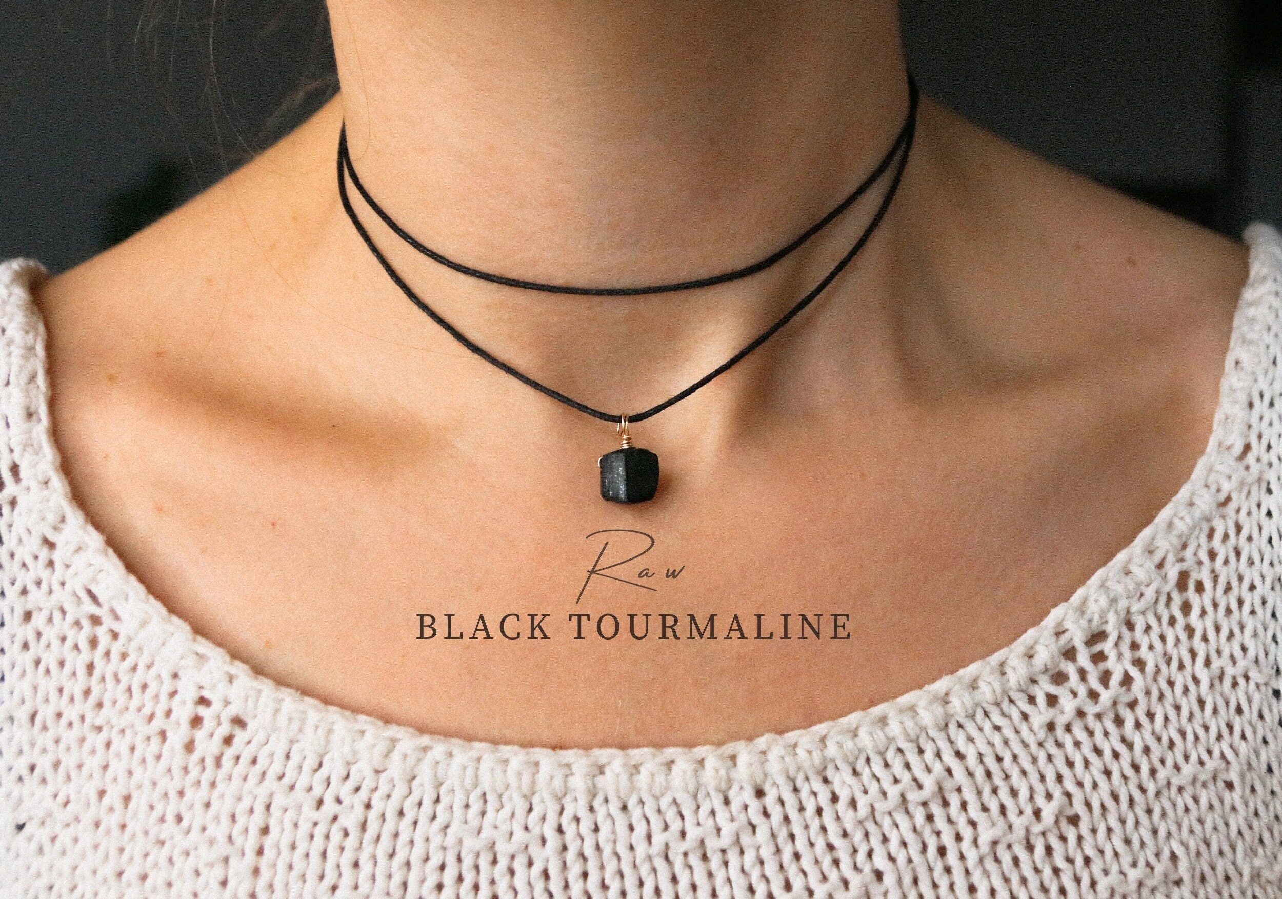 RAW Black tourmaline choker in gold and silver Black tourmaline necklace handmade natural jewelry Black choker protective stone