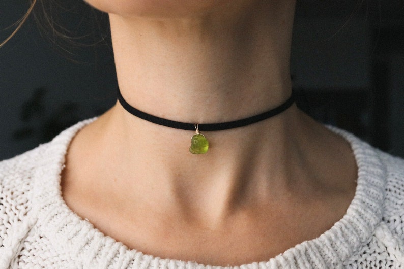 Peridot Edelstein Kette gold oder silber Edelstein Halskette spirituelles Geburtstagsgeschenk, Boho Schmuck, Peridot Choker, Halsband Bild 8