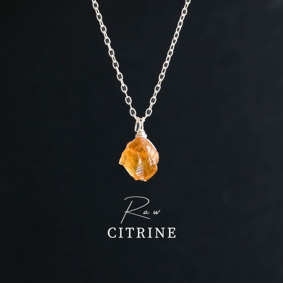 天然シトリンネックレス、シトリンペンダントシルバー、宝石ネックレス 