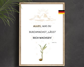 インスピレーションを与える名言プリント「Alles Was Du」ドイツ美術（デジタルダウンロード）