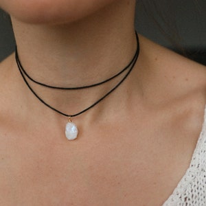 Ruwe Maansteen Choker, Maansteen ketting, juni geboortesteen, edelsteen ketting, kristallen ketting, edelsteen ketting, ketting vrouwen afbeelding 5