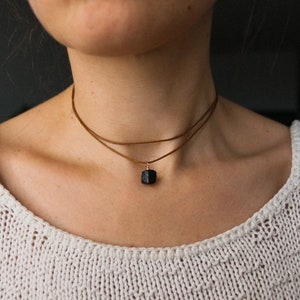 Raw black tourmaline choker, black tourmaline necklace, birthstone necklace, necklace minimalist, choker black, handmade, choker black image 5