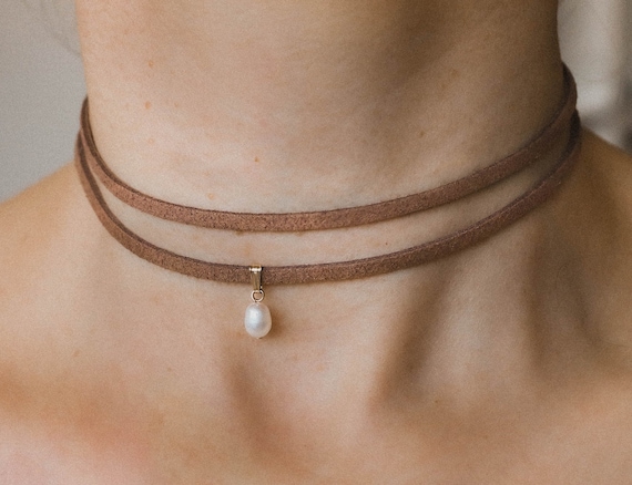 Natürliche Süßwasserperle Choker, Süßwasserperle Halskette, Perlenkette, Geburtsstein Kette, Geburtsstein Kette, handgemachtes Geschenk