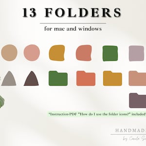 30 Desktop Ordner Icons, Mac und Windows, Anpassbare Icons, Laptop Ordner Organizer, Aesthetic Desktop Folder Organizer
