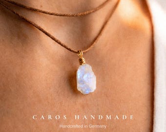 Raw Moonstone Choker, Sterling Silver, Cotton Cord, June Birthstone