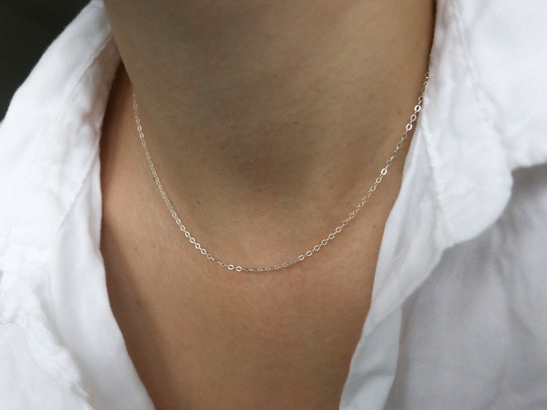 Delicate necklace 925 silver fine silver chain Minimalist image 3