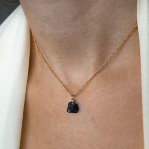 Raw black tourmaline necklace, raw black tourmaline pendant, gemstone necklace, birthstone necklace october, gold filled, gift for her image 6