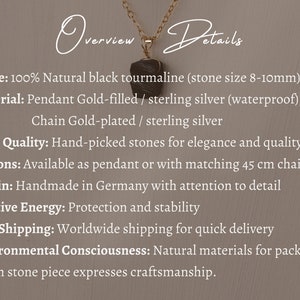 Raw black tourmaline necklace, raw tourmaline pendant, gemstone necklace, birthstone necklace, handmade necklace, black gemstone, protection image 7