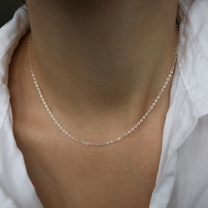 Delicate necklace 925 silver fine silver chain Minimalist image 1