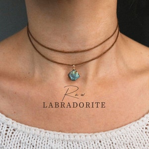 RAW Labradorite Choker, Labradorite Necklace, Gemstone Choker, Crystal Necklace, Layered Necklace, Labradorite Pendant on Choker Chain zdjęcie 9