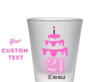 21st Birthday Gift For Her, Custom Shot Glass forBirthday, 21st Birthday Party Favor, Custom Shot Glass, Frosted Shot Glass
