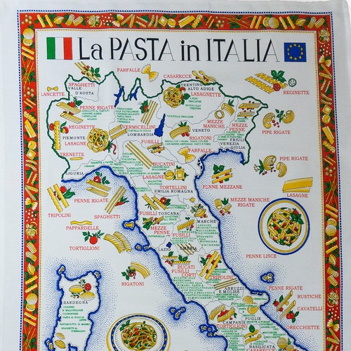 Vibrant Fabric Map of the Pasta of Italy Product of Italy Etsy