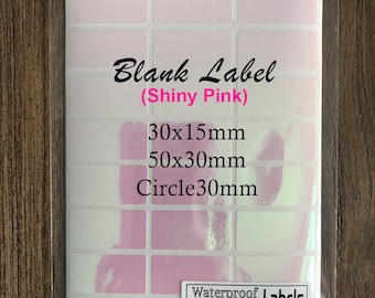 Waterproof Shiny Pink Write-On Labels: Permanent Adhesive, All-Purpose Stickers