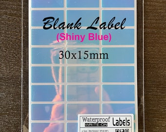 Waterproof Shiny Blue Write-On Labels, Permanent Adhesive, All-Purpose Stickers