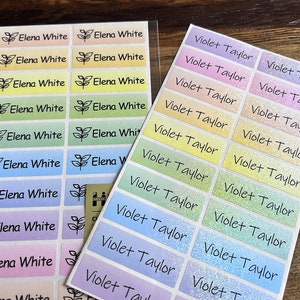 Stickers prénoms personnalisés/Autocollants prénoms couleur imperméables personnalisés/Étiquettes personnalisées/Autocollants scintillants dégradés de couleur/Autocollant prénom garderie