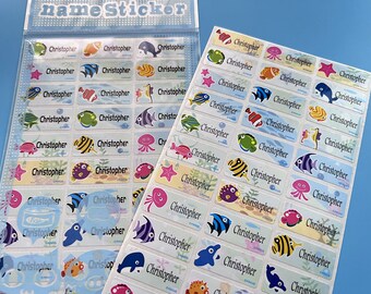 Custom Name Stickers: Waterproof Under The Sea Kids Labels (30x15mm)