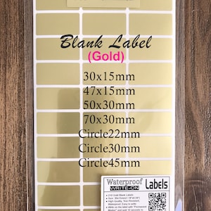 Waterproof Gold Write-On Labels: Permanent Adhesive, All-Purpose Stickers