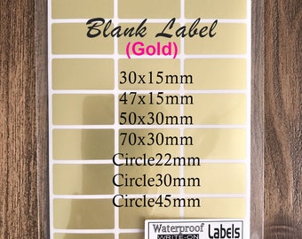 Waterproof Blank Labels/Gold Write On Label//Blank Stickers/All-Purpose Labels/Permanent adhesive/Blank Name Labels