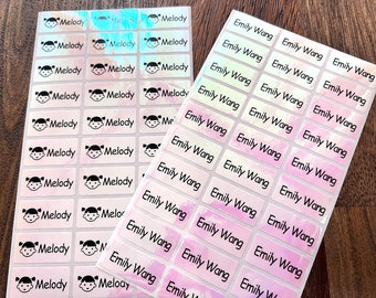 Custom Waterproof Name Stickers: Pearl Pink Labels